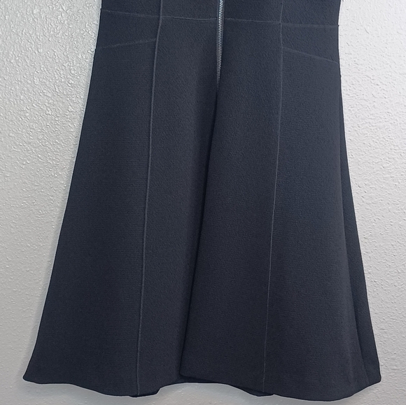 Rebecca Taylor Goth Grunge 100% Lamb Leather Trim Sz 6 Fit & Flare Dress - Picture 7 of 13